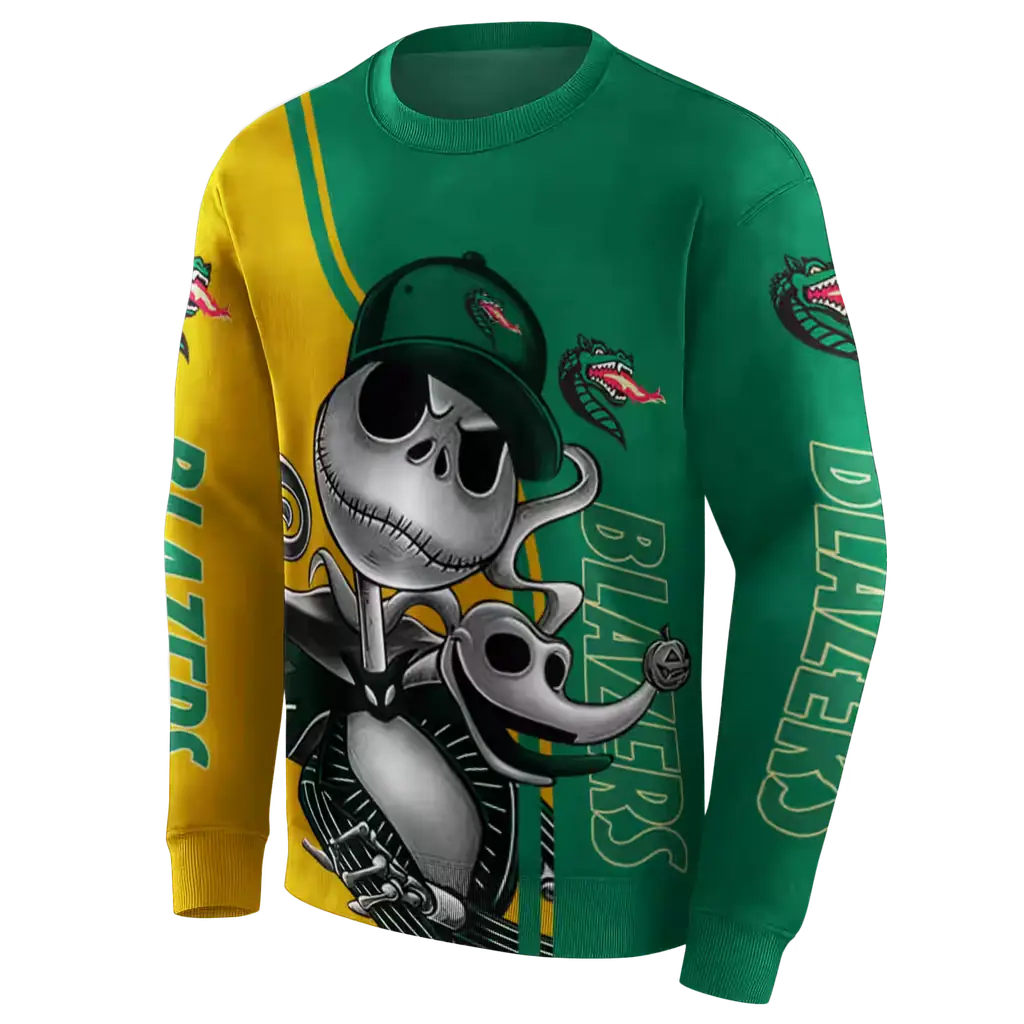 uab blazers jack skellington green hoodie new arrival uab blazers jack skellington green hoodie new arrival