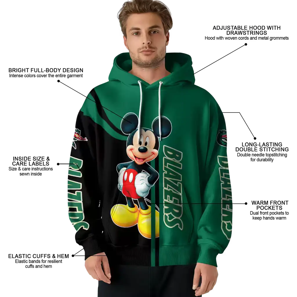uab blazers mickey mouse green black hoodie latest model uab blazers mickey mouse green black hoodie latest model