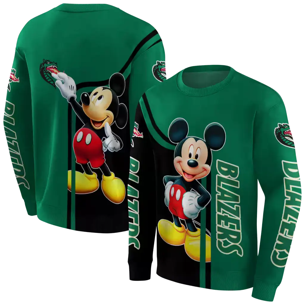 uab blazers mickey mouse green black hoodie premium grade uab blazers mickey mouse green black hoodie premium grade