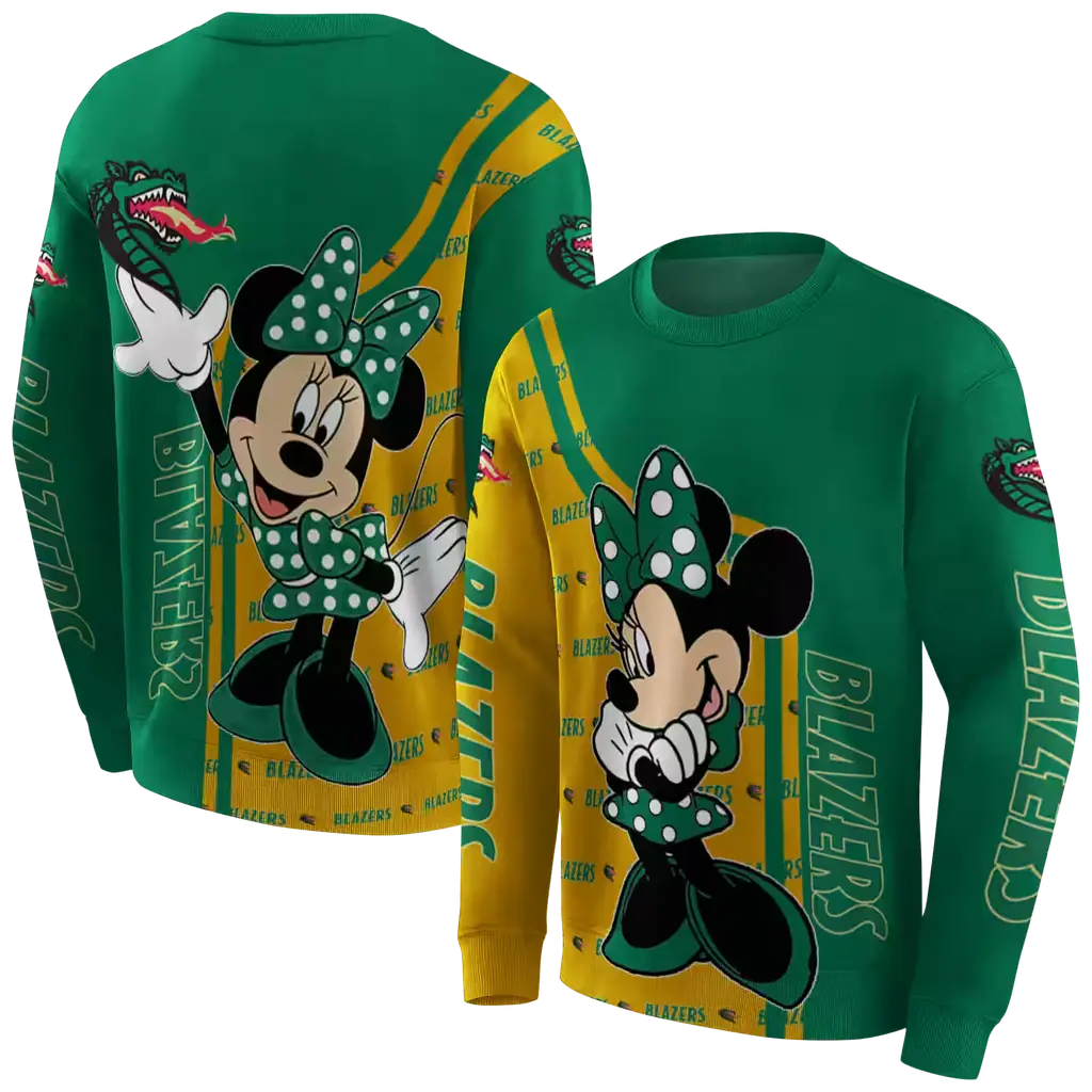 uab blazers minnie mouse green hoodie premium grade uab blazers minnie mouse green hoodie premium grade