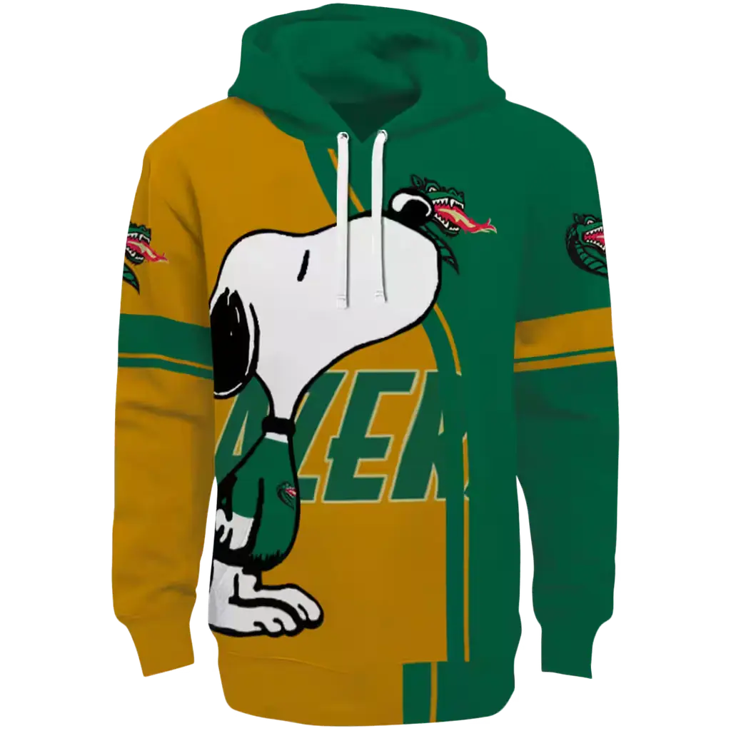 uab blazers playful snoopy green hoodie best selling uab blazers playful snoopy green hoodie best selling
