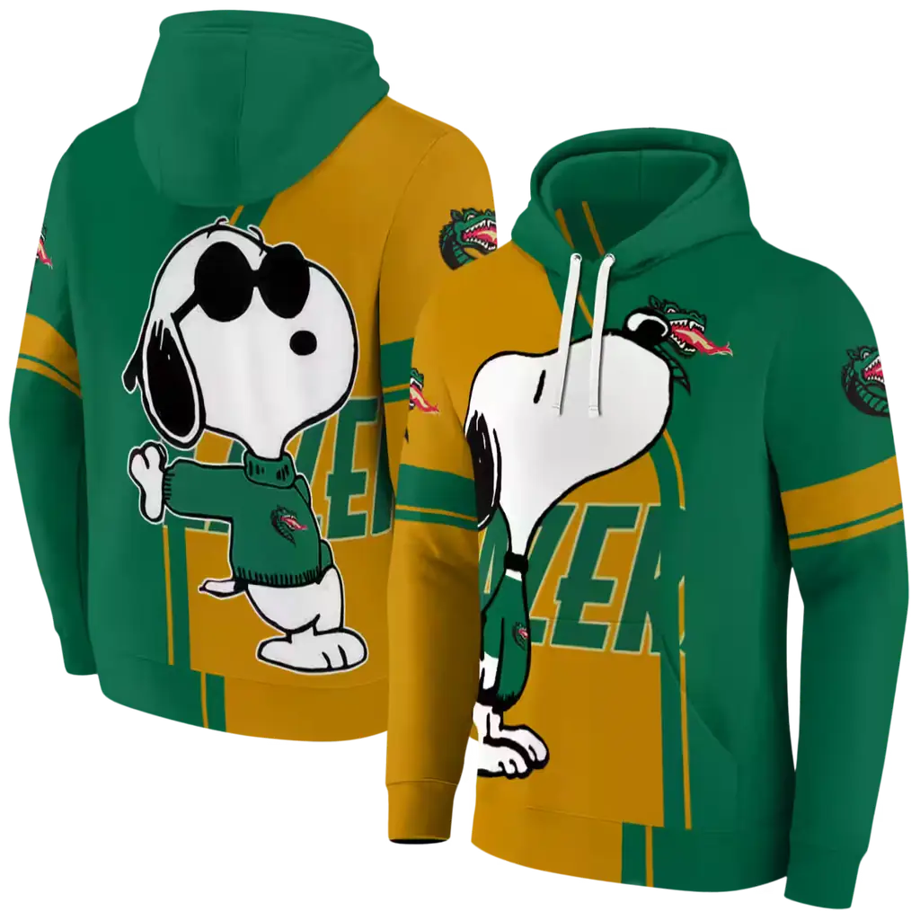 uab blazers playful snoopy green hoodie fashion forward uab blazers playful snoopy green hoodie fashion forward