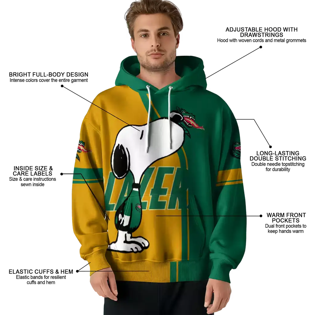 uab blazers playful snoopy green hoodie latest model uab blazers playful snoopy green hoodie latest model
