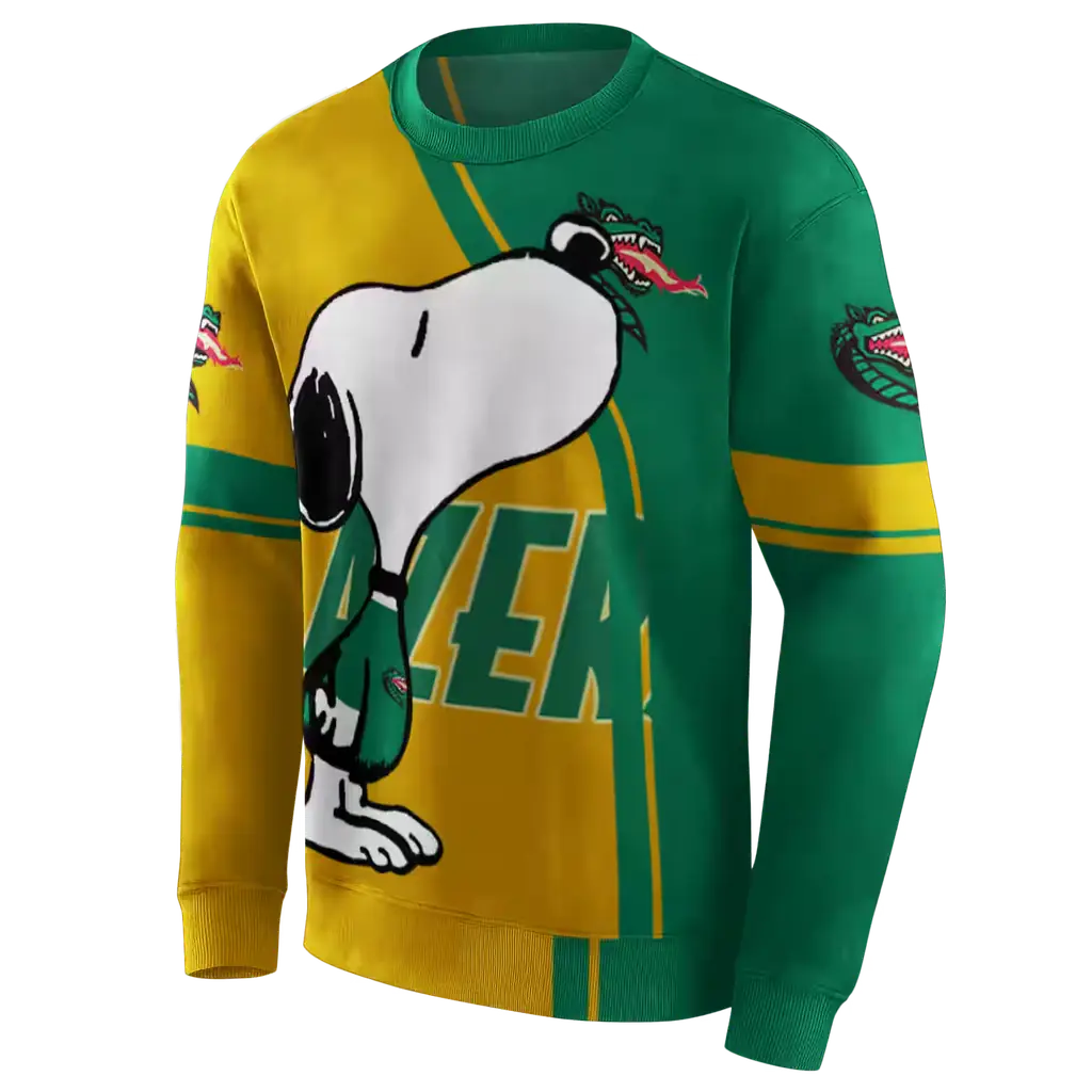 uab blazers playful snoopy green hoodie new arrival uab blazers playful snoopy green hoodie new arrival