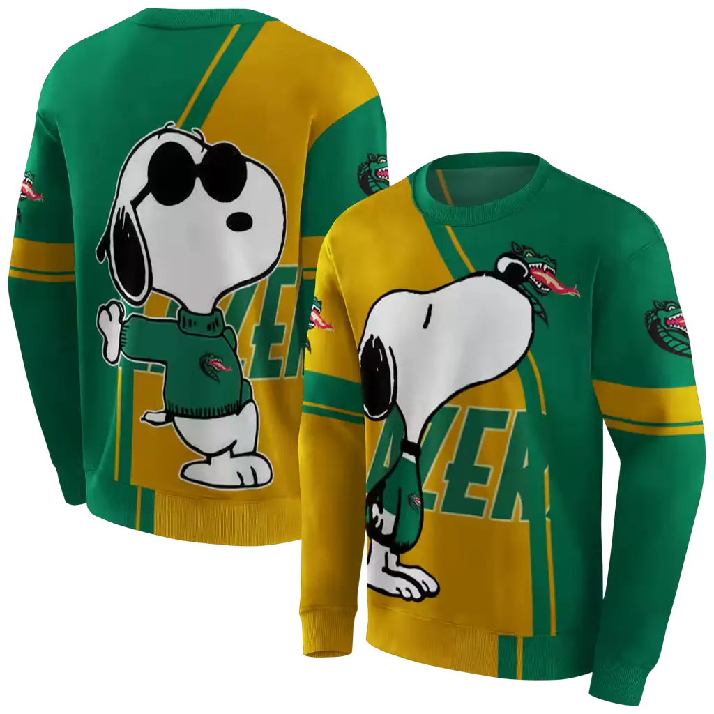 uab blazers playful snoopy green hoodie premium grade uab blazers playful snoopy green hoodie premium grade