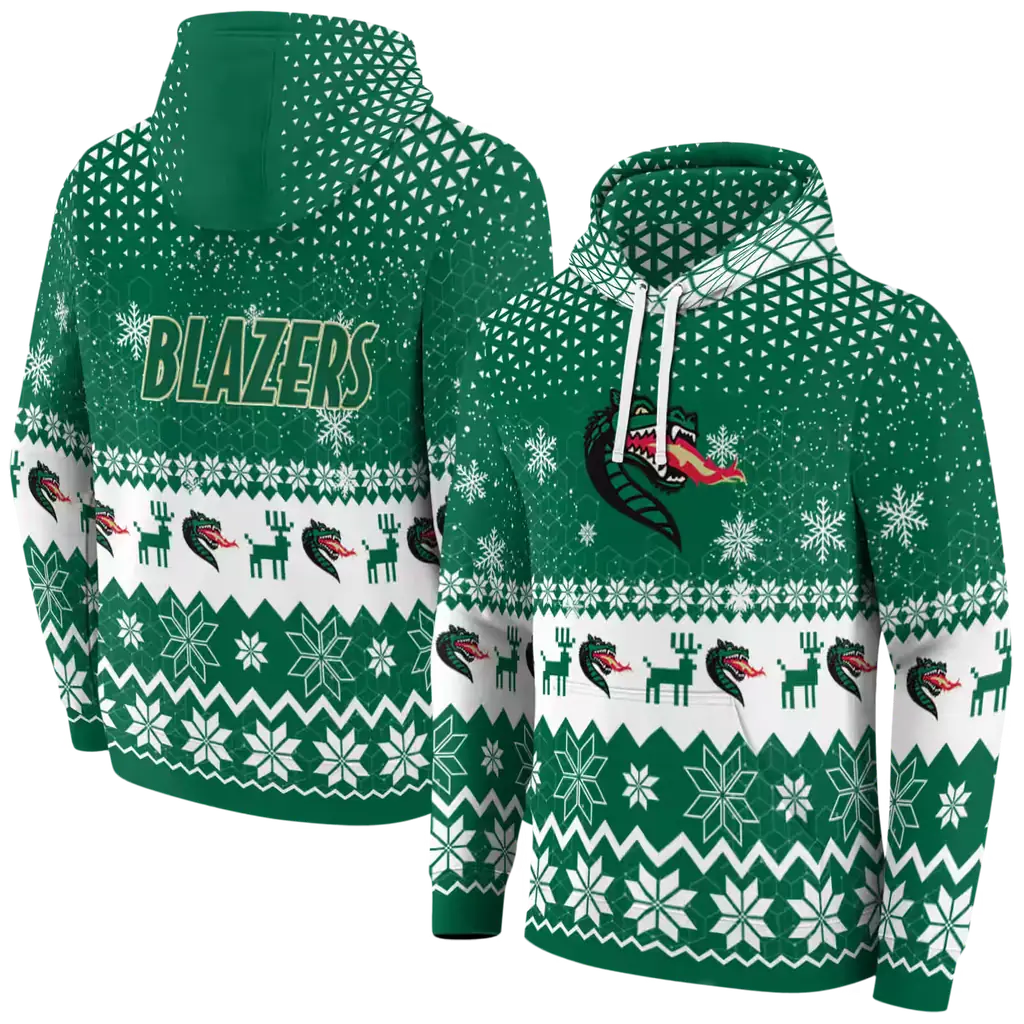 uab blazers reindeer motif green hoodie fashion forward uab blazers reindeer motif green hoodie fashion forward