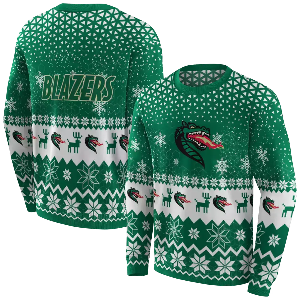 uab blazers reindeer motif green hoodie premium grade uab blazers reindeer motif green hoodie premium grade