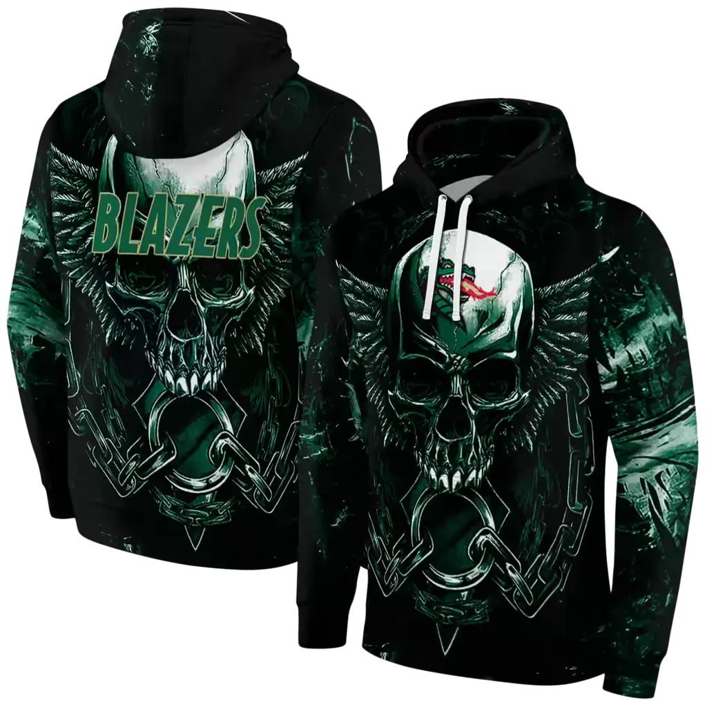 uab blazers skull artwork green black hoodie fashion forward uab blazers skull artwork green black hoodie fashion forward