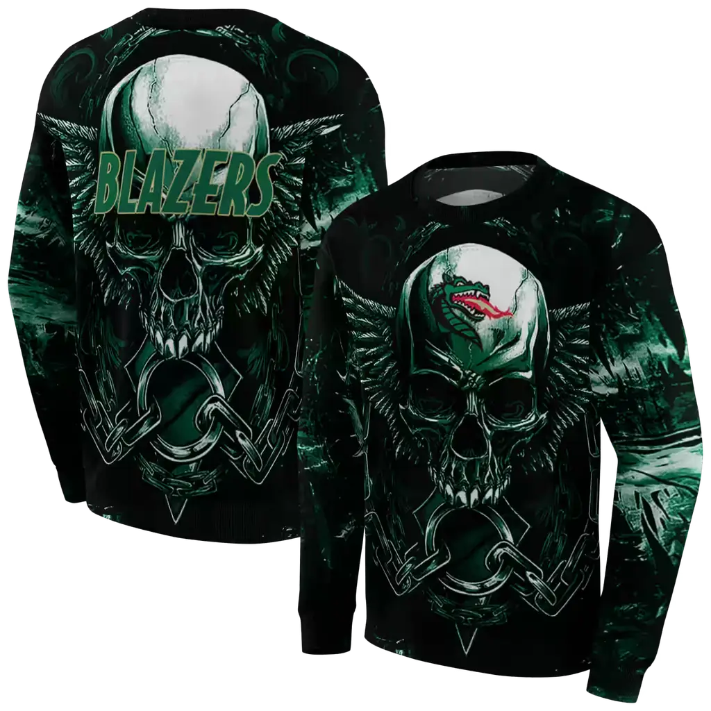 uab blazers skull artwork green black hoodie premium grade uab blazers skull artwork green black hoodie premium grade
