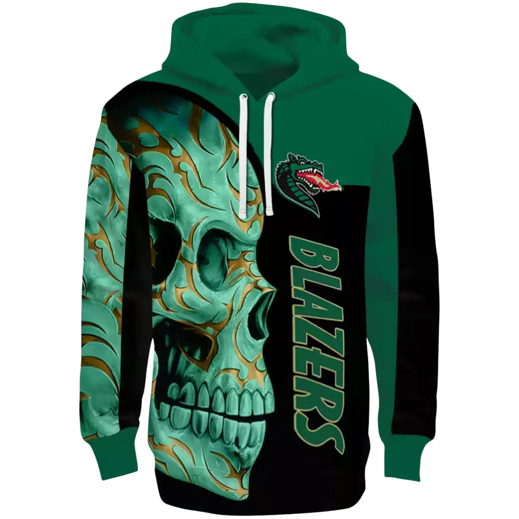 uab blazers skull motif green black hoodie best selling uab blazers skull motif green black hoodie best selling