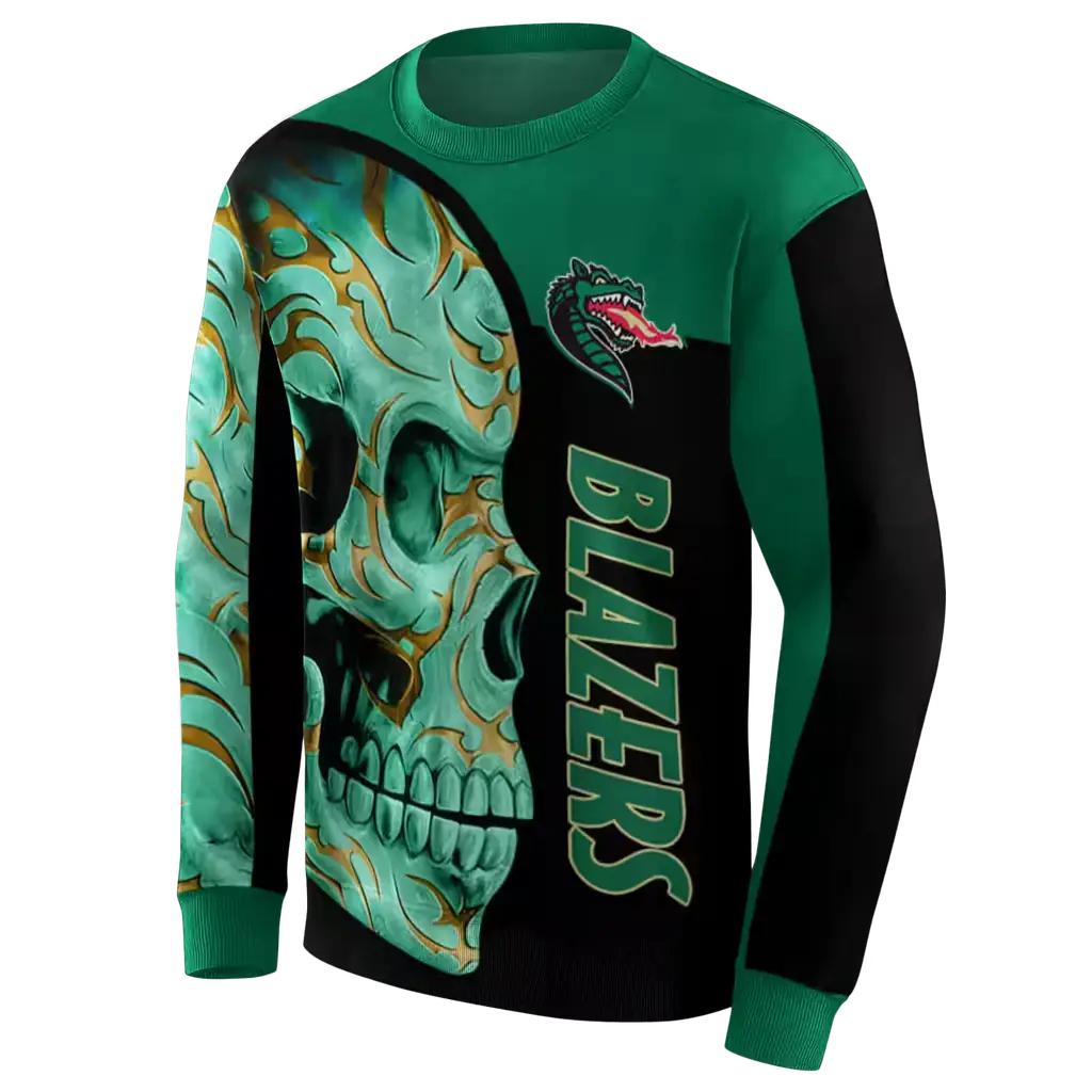 uab blazers skull motif green black hoodie new arrival uab blazers skull motif green black hoodie new arrival