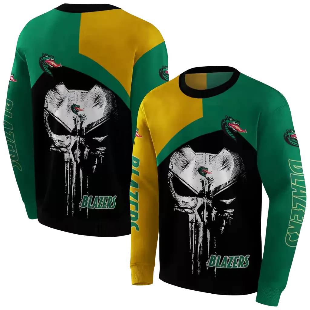 uab blazers skull punisher gold black hoodie premium grade uab blazers skull punisher gold black hoodie premium grade