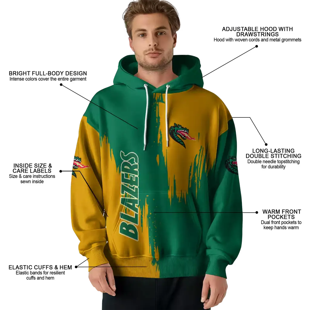 uab blazers splatter effect green hoodie latest model uab blazers splatter effect green hoodie latest model