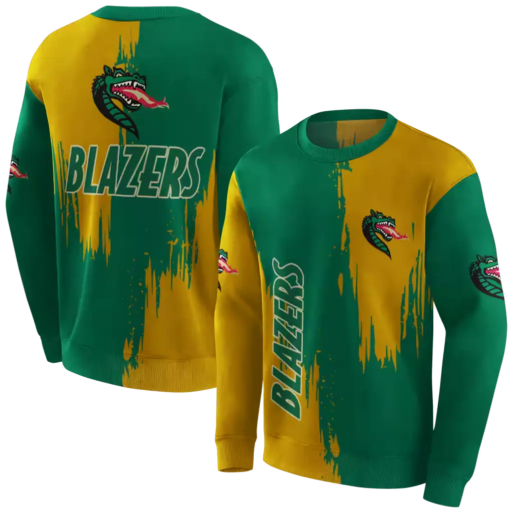 uab blazers splatter effect green hoodie premium grade uab blazers splatter effect green hoodie premium grade