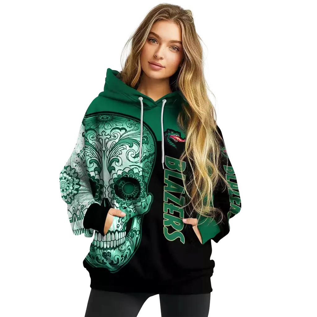 uab blazers sugar skull green black hoodie high quality uab blazers sugar skull green black hoodie high quality