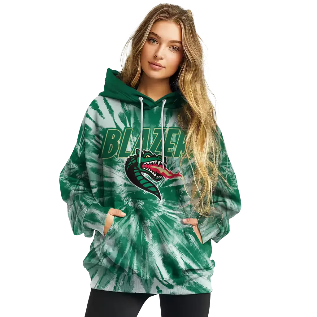uab blazers tie dye pattern green hoodie high quality uab blazers tie dye pattern green hoodie high quality