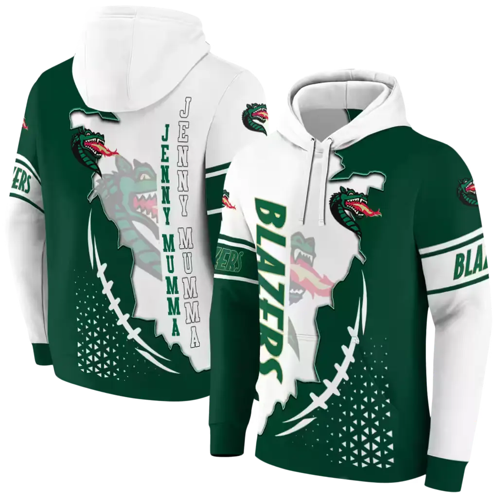uab blazers triangular pattern green white hoodie fashion forward uab blazers triangular pattern green white hoodie fashion forward