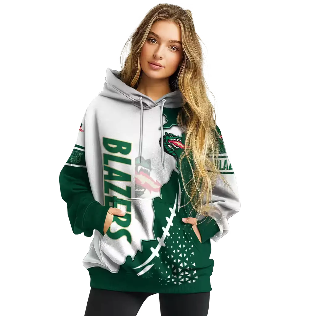uab blazers triangular pattern green white hoodie high quality uab blazers triangular pattern green white hoodie high quality