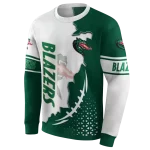 uab blazers triangular pattern green white hoodie best selling