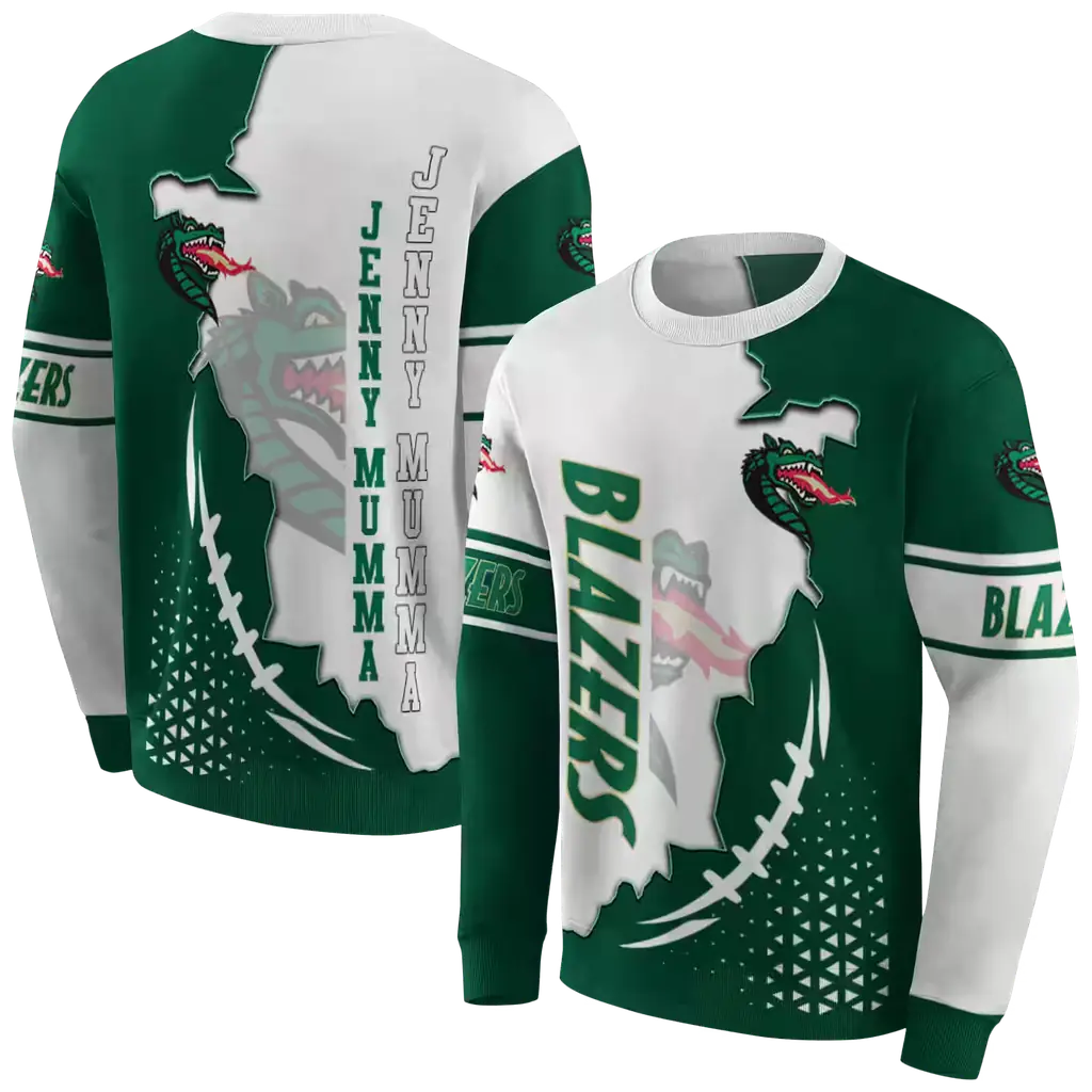 uab blazers triangular pattern green white hoodie premium grade uab blazers triangular pattern green white hoodie premium grade