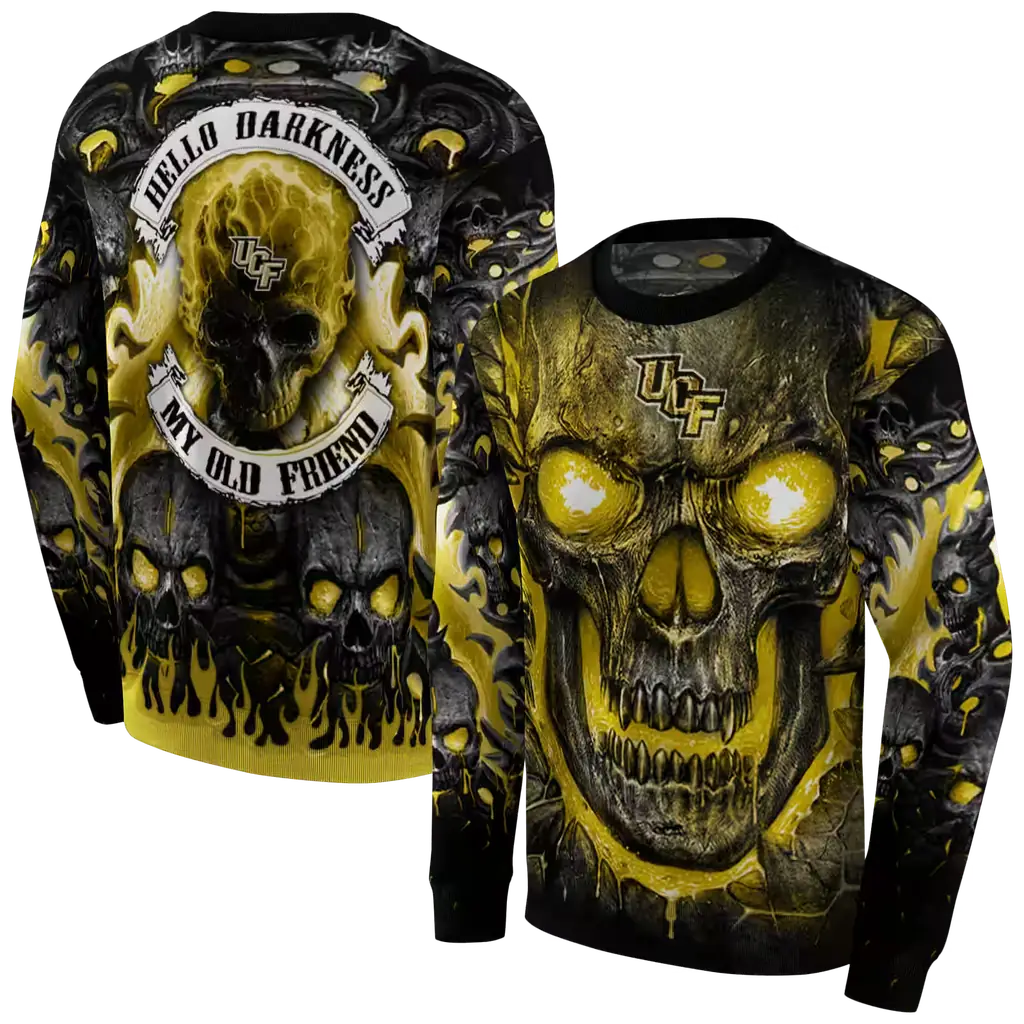 ucf knights demonic skull gold black hoodie premium grade ucf knights demonic skull gold black hoodie premium grade
