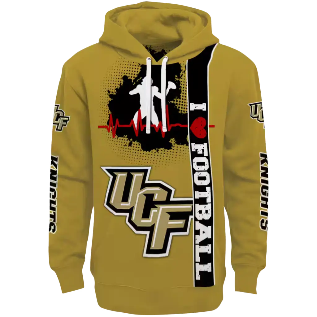ucf knights football heartbeat gold hoodie best selling ucf knights football heartbeat gold hoodie best selling