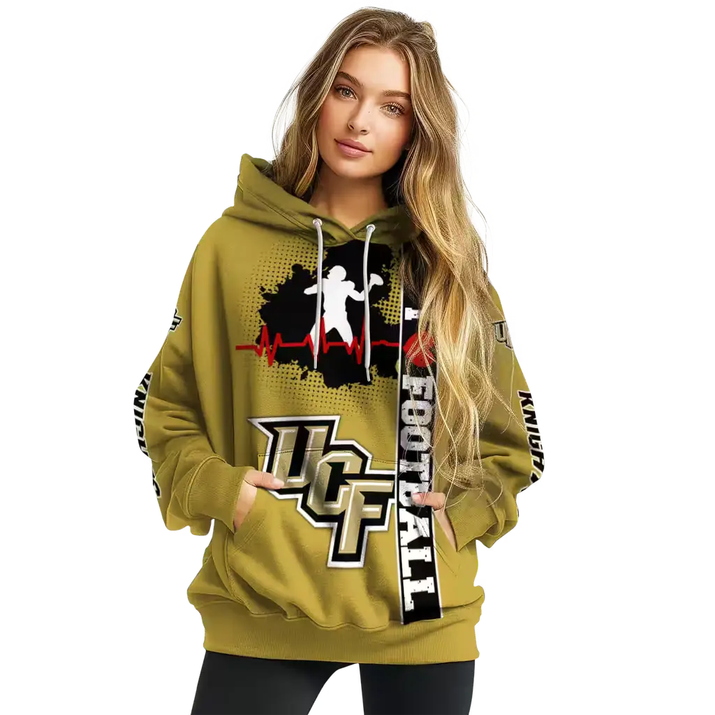 ucf knights football heartbeat gold hoodie high quality ucf knights football heartbeat gold hoodie high quality