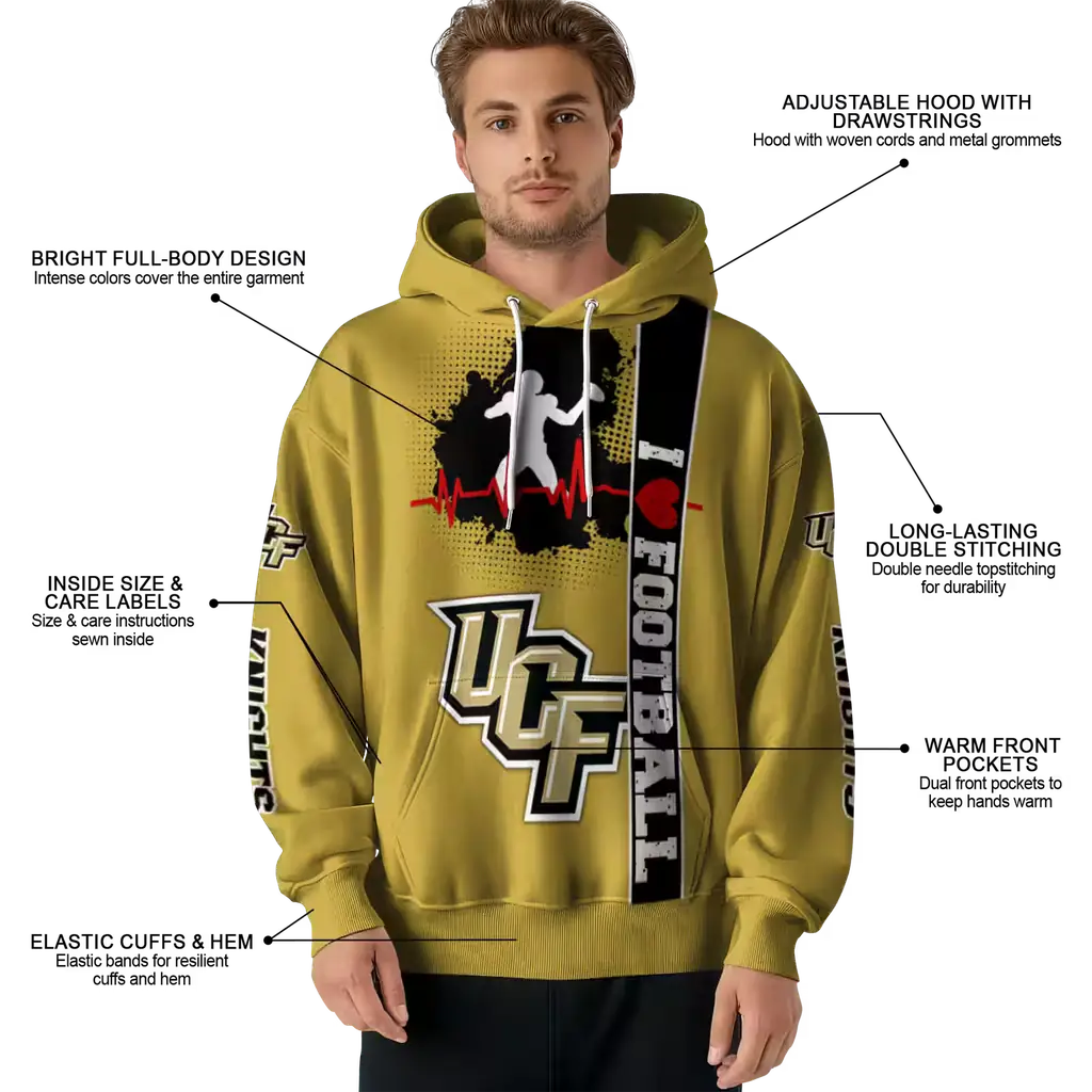 ucf knights football heartbeat gold hoodie latest model ucf knights football heartbeat gold hoodie latest model