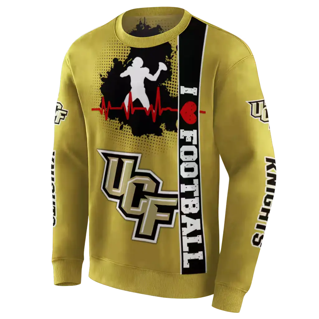ucf knights football heartbeat gold hoodie new arrival ucf knights football heartbeat gold hoodie new arrival