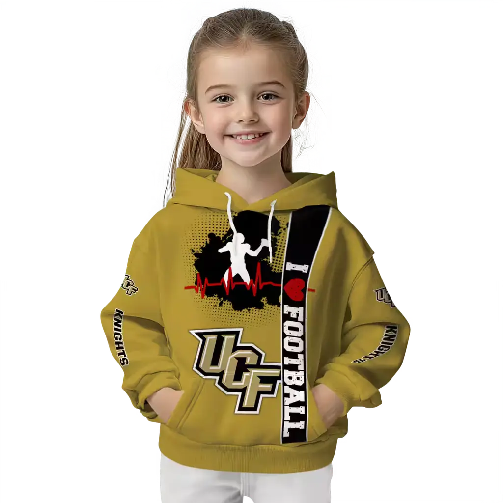 ucf knights football heartbeat gold hoodie top rated ucf knights football heartbeat gold hoodie top rated