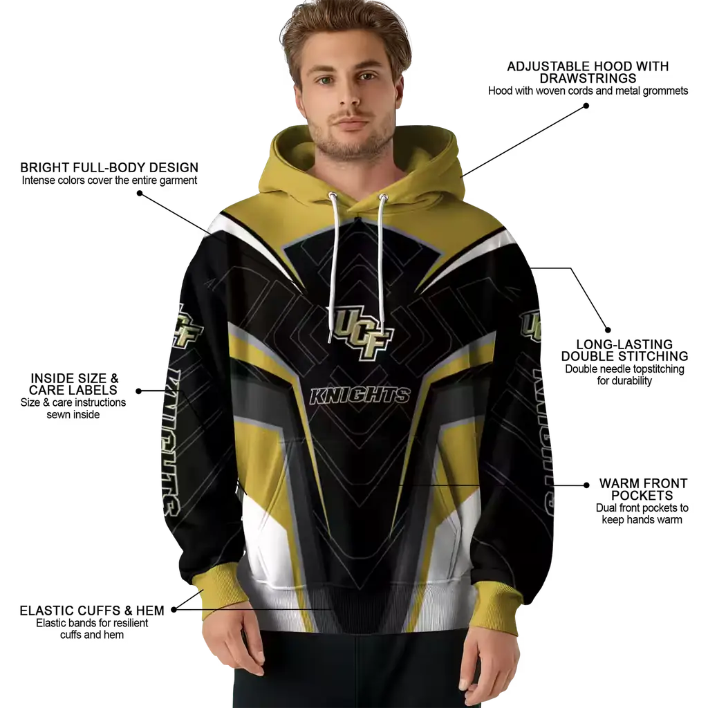 ucf knights futuristic pattern gold black hoodie latest model ucf knights futuristic pattern gold black hoodie latest model