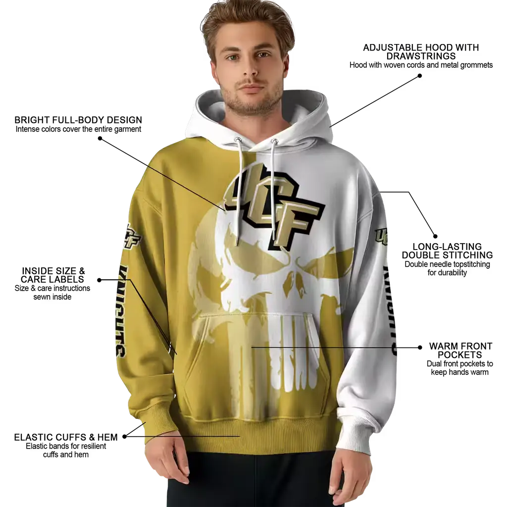 ucf knights graphic punisher gold white hoodie latest model ucf knights graphic punisher gold white hoodie latest model