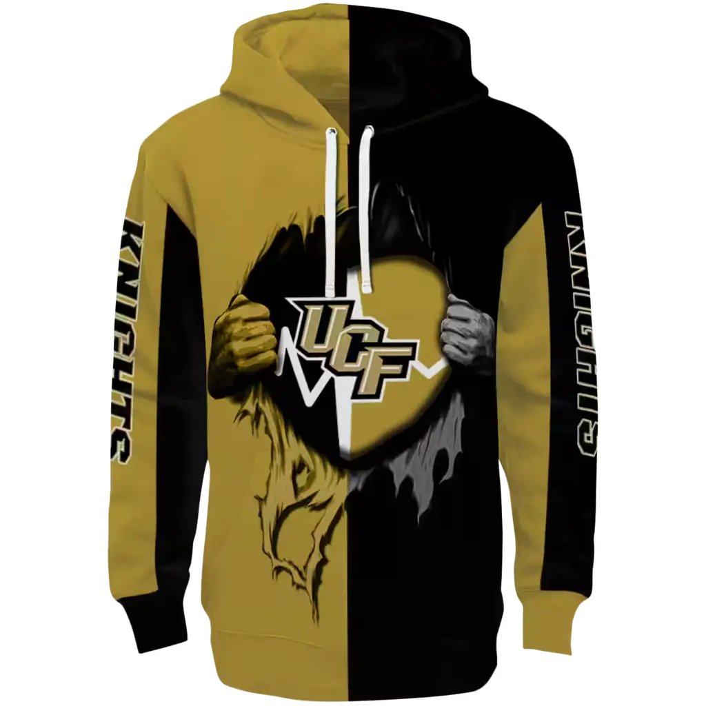 ucf knights heartbeat graphic gold hoodie best selling ucf knights heartbeat graphic gold hoodie best selling
