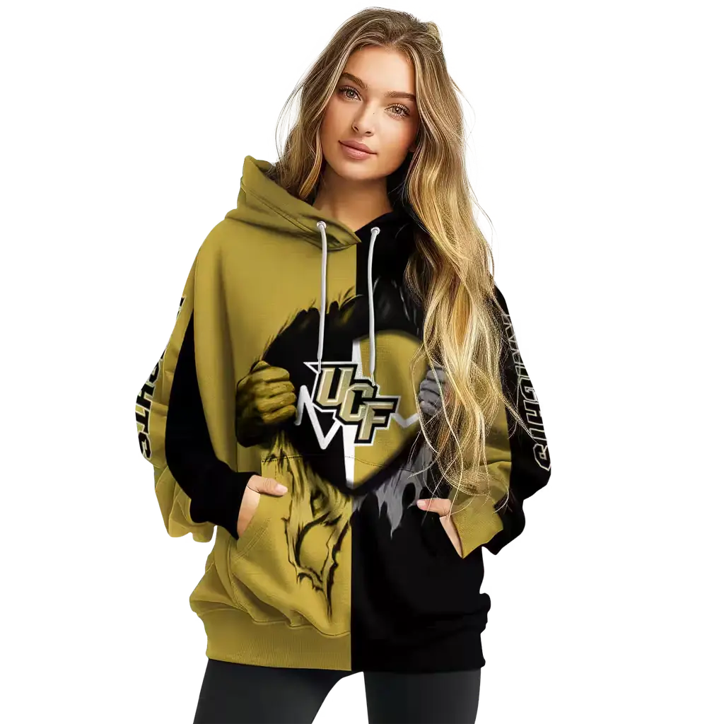 ucf knights heartbeat graphic gold hoodie high quality ucf knights heartbeat graphic gold hoodie high quality