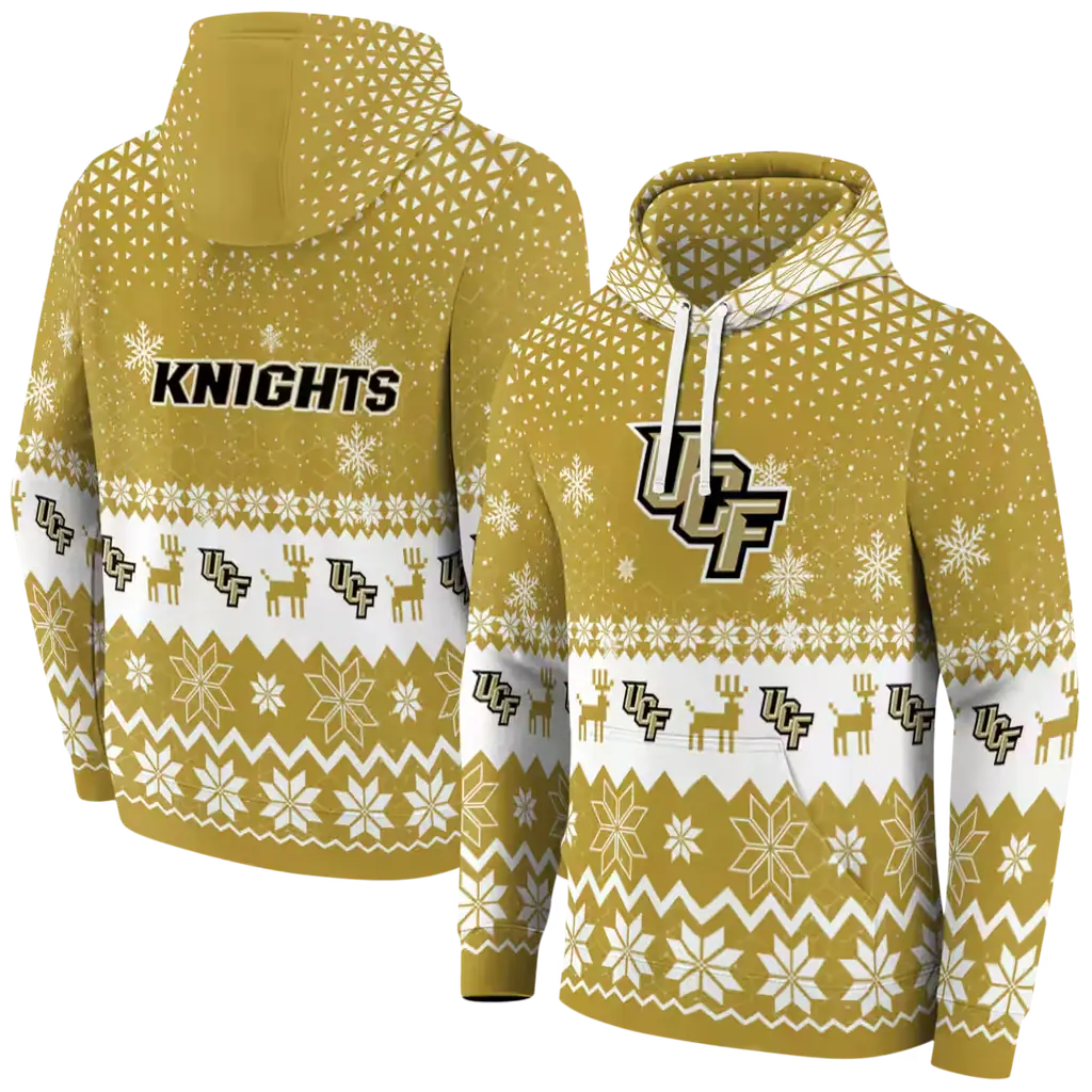ucf knights reindeer motif gold hoodie fashion forward ucf knights reindeer motif gold hoodie fashion forward