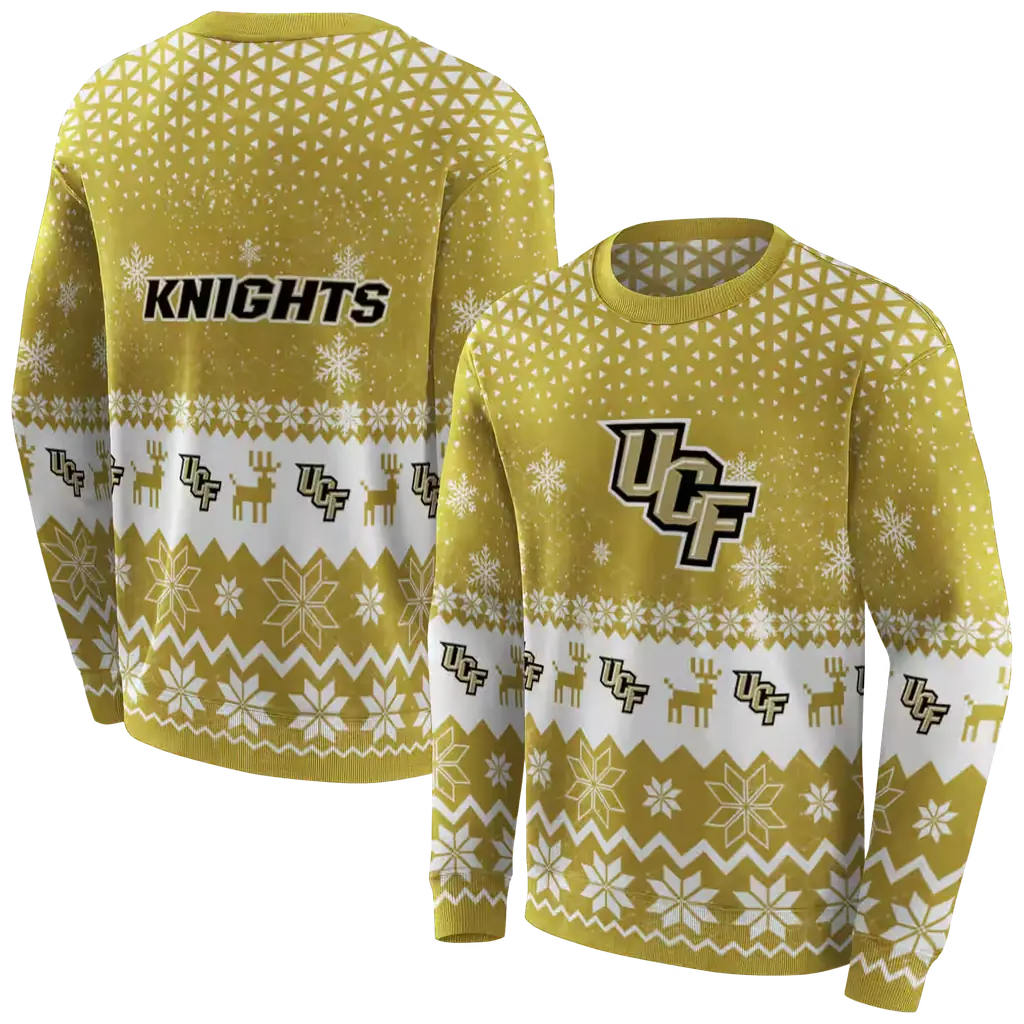 ucf knights reindeer motif gold hoodie premium grade ucf knights reindeer motif gold hoodie premium grade