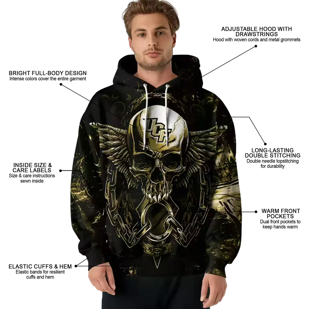 ucf knights skull artwork gold black hoodie latest model ucf knights skull artwork gold black hoodie latest model