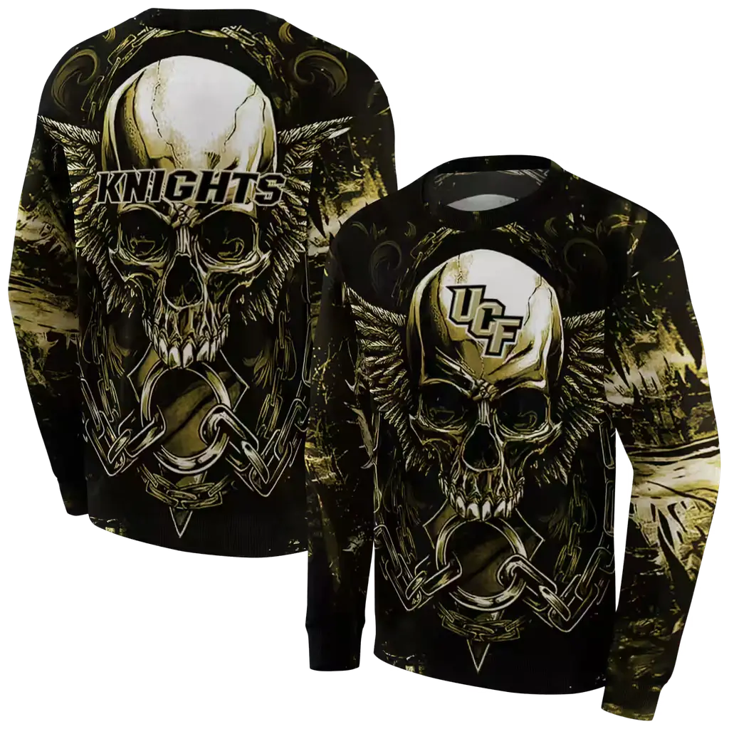 ucf knights skull artwork gold black hoodie premium grade ucf knights skull artwork gold black hoodie premium grade