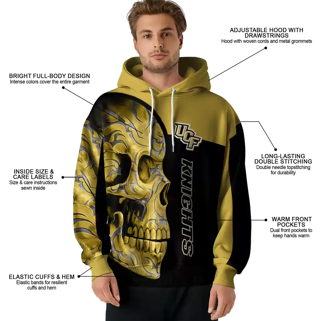 ucf knights skull motif gold black hoodie latest model ucf knights skull motif gold black hoodie latest model