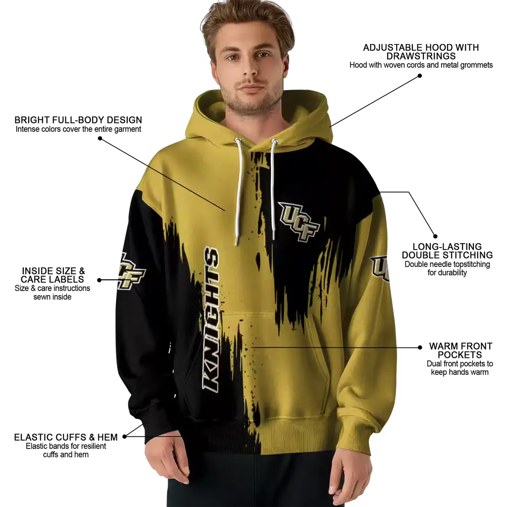 ucf knights splatter effect gold hoodie latest model ucf knights splatter effect gold hoodie latest model