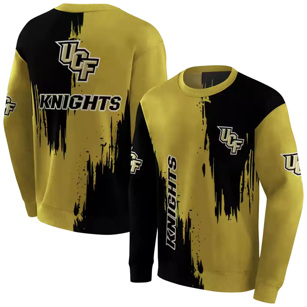ucf knights splatter effect gold hoodie premium grade ucf knights splatter effect gold hoodie premium grade