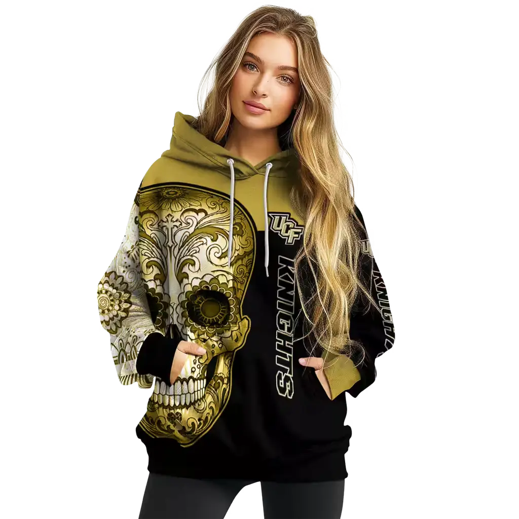 ucf knights sugar skull gold black hoodie high quality ucf knights sugar skull gold black hoodie high quality