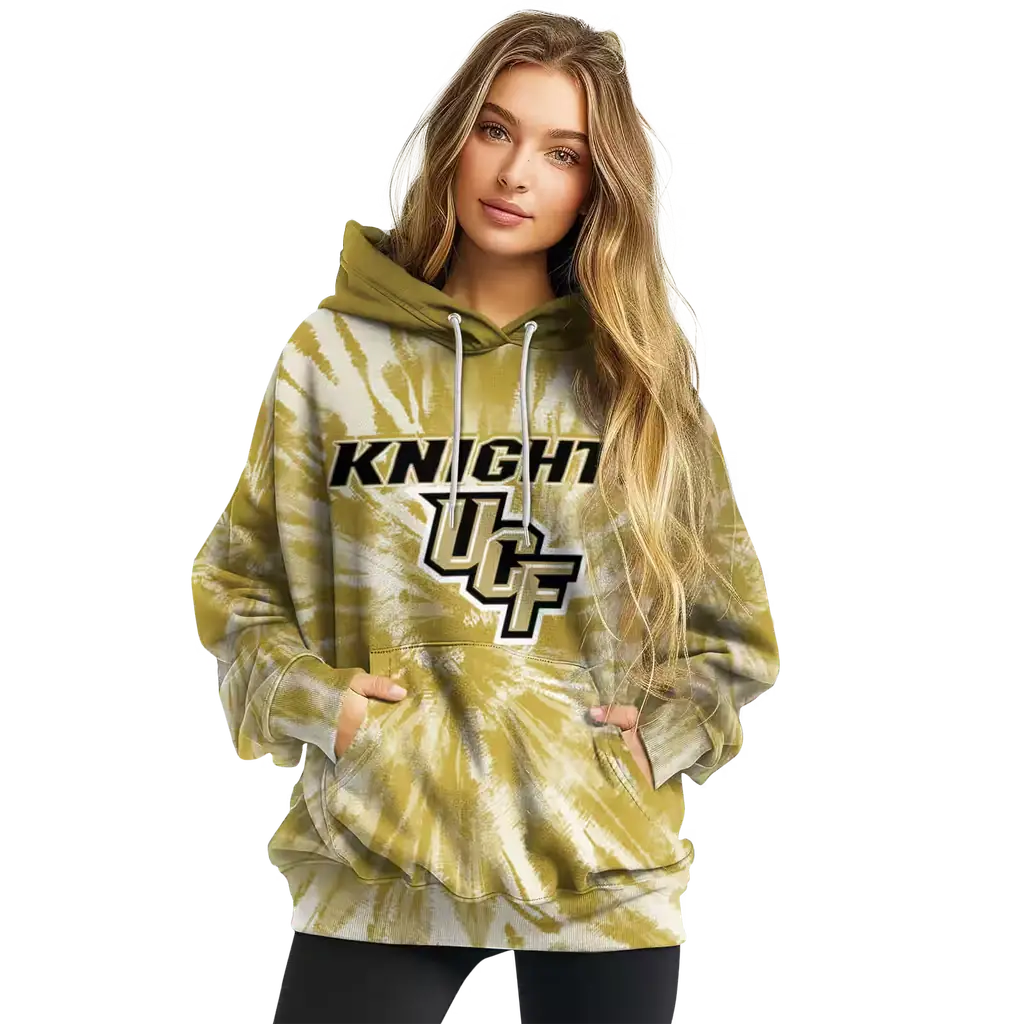 ucf knights tie dye pattern gold hoodie high quality ucf knights tie dye pattern gold hoodie high quality