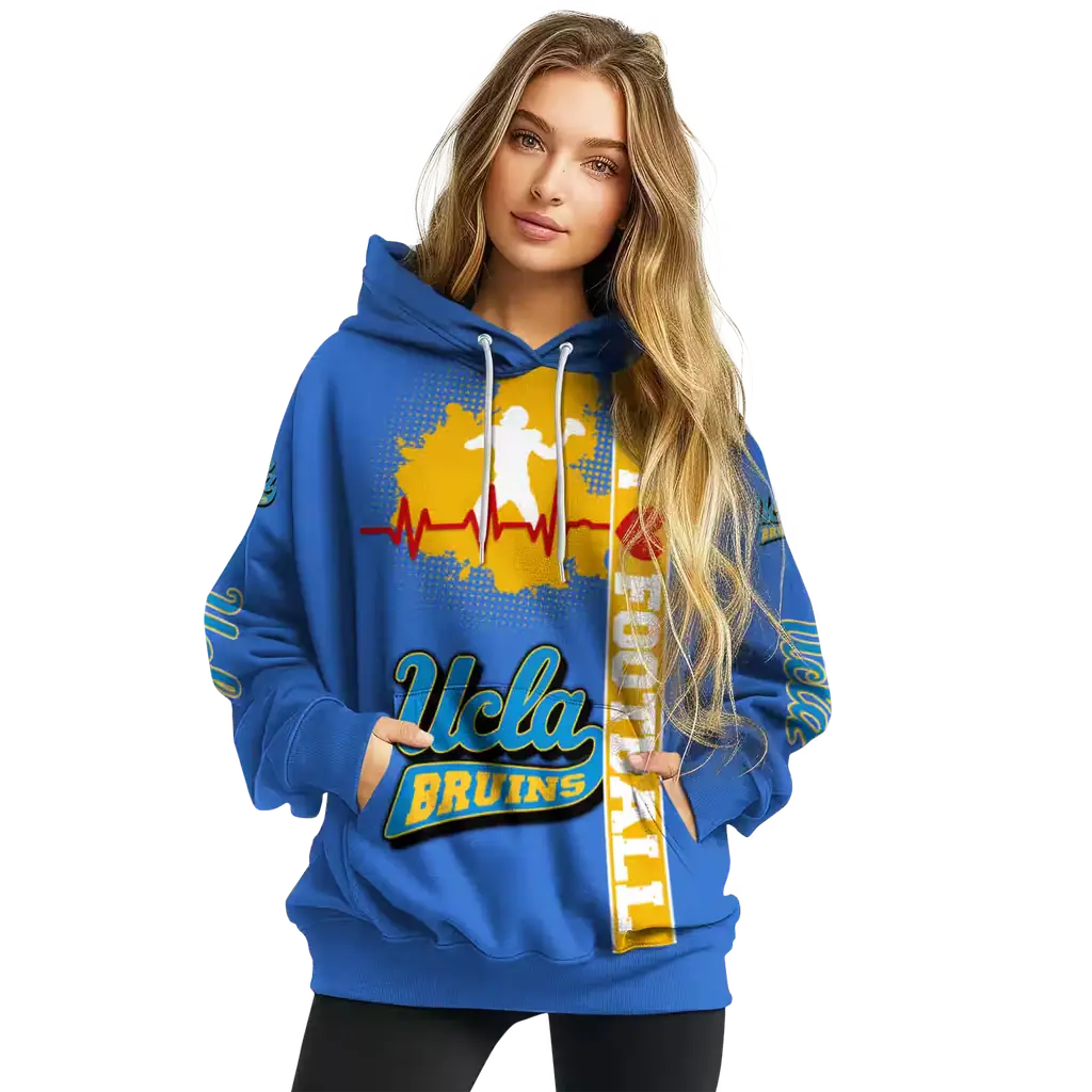 ucla bruins football heartbeat blue hoodie high quality ucla bruins football heartbeat blue hoodie high quality