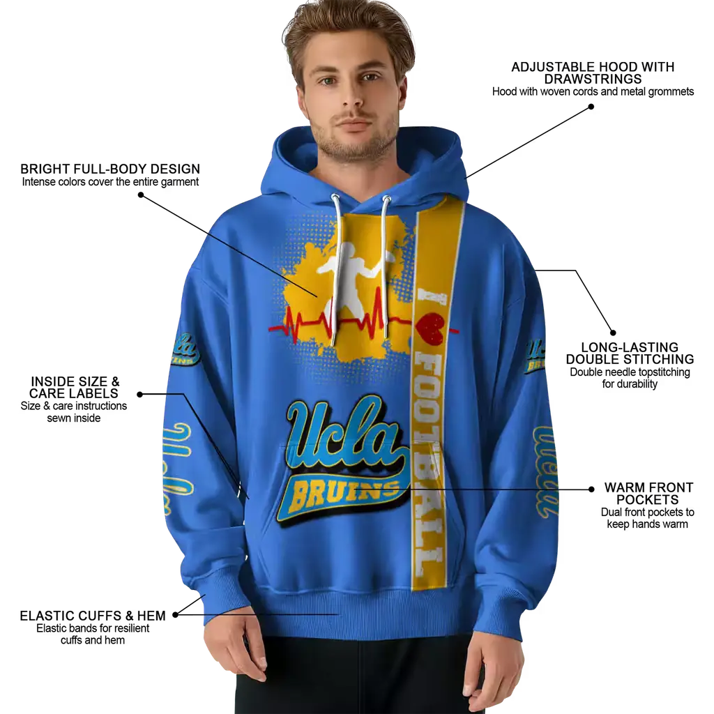 ucla bruins football heartbeat blue hoodie latest model ucla bruins football heartbeat blue hoodie latest model