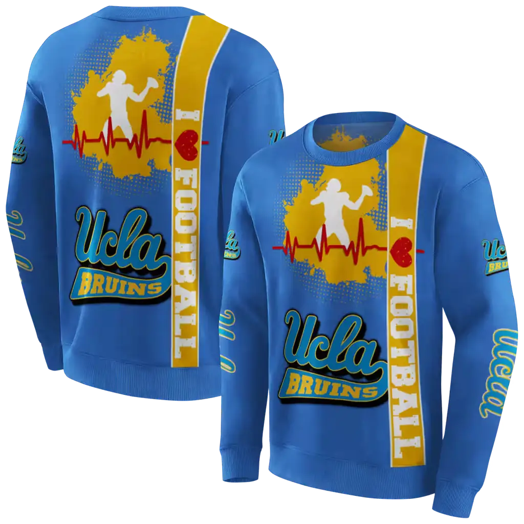ucla bruins football heartbeat blue hoodie premium grade ucla bruins football heartbeat blue hoodie premium grade