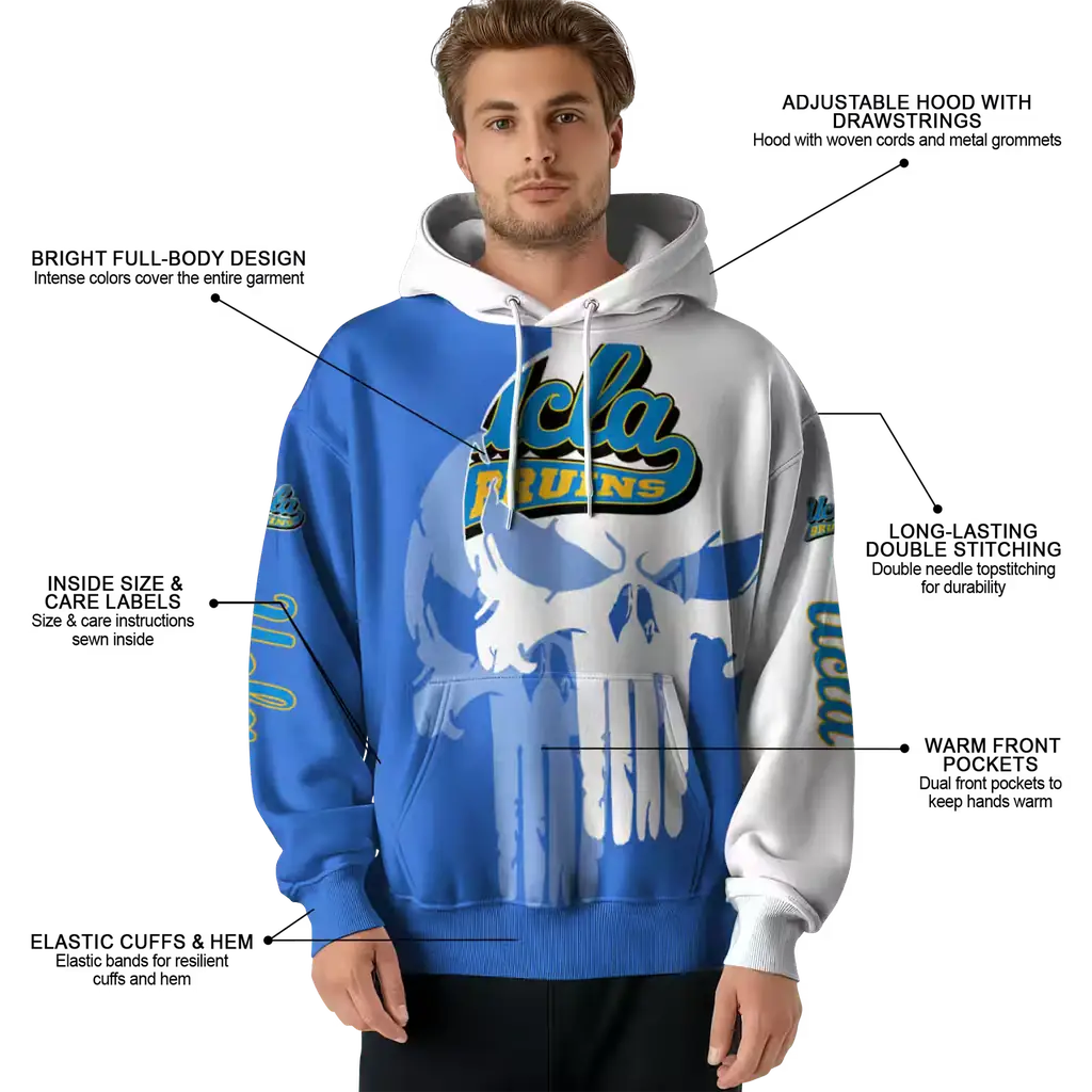 ucla bruins graphic punisher blue white hoodie latest model ucla bruins graphic punisher blue white hoodie latest model