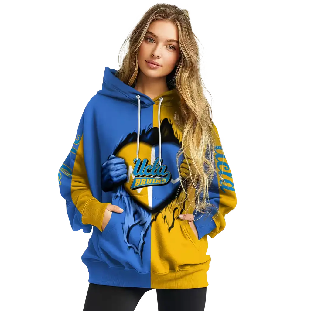 ucla bruins heartbeat graphic blue hoodie high quality ucla bruins heartbeat graphic blue hoodie high quality