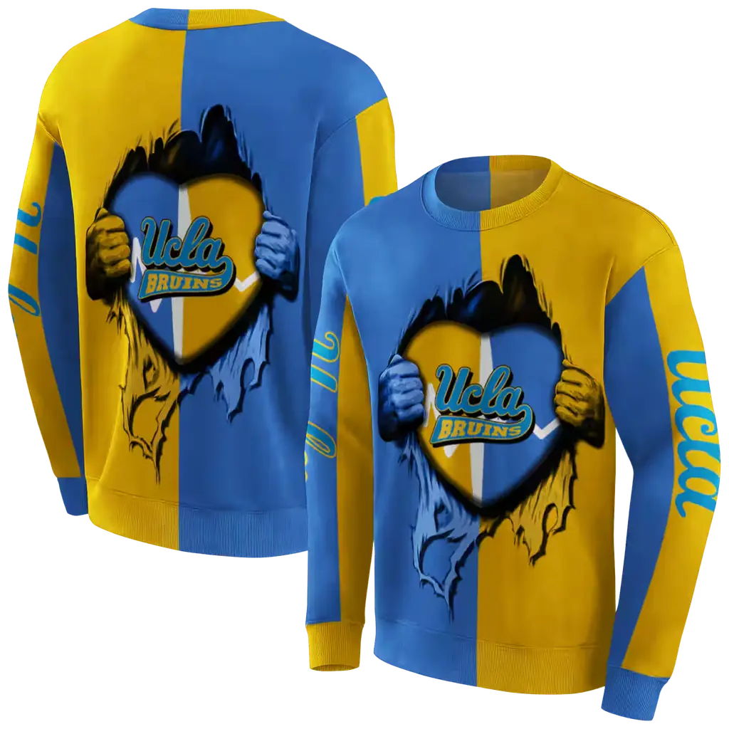 ucla bruins heartbeat graphic blue hoodie premium grade ucla bruins heartbeat graphic blue hoodie premium grade