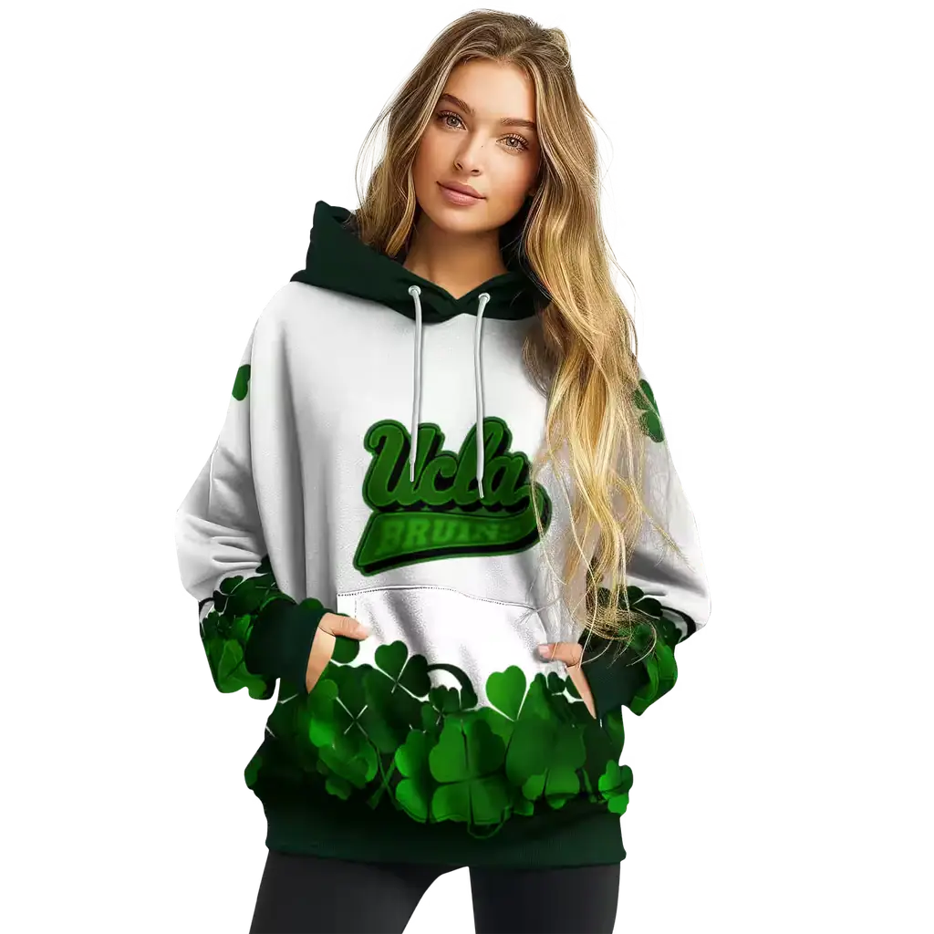 ucla bruins lucky motif white green hoodie high quality ucla bruins lucky motif white green hoodie high quality